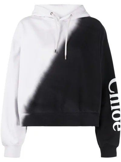 Chloé Logo Printed Drawstring Hoodie In Multicolor