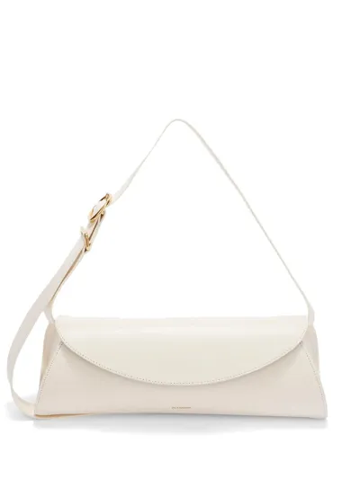 Jil Sander Large Cannolo Leather Shoulder Bag In White