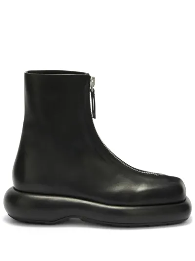 Jil Sander Zip-up Leather Boots In Black