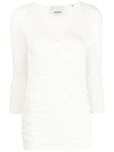 Isabel Marant Gathered-detail Long-sleeve Top In White