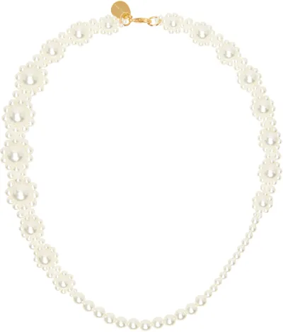 Simone Rocha White Daisy Necklace In Pearl