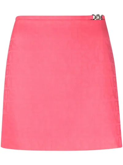 Versace Medusa Head-motif Virgin Wool Skirt In Rosa