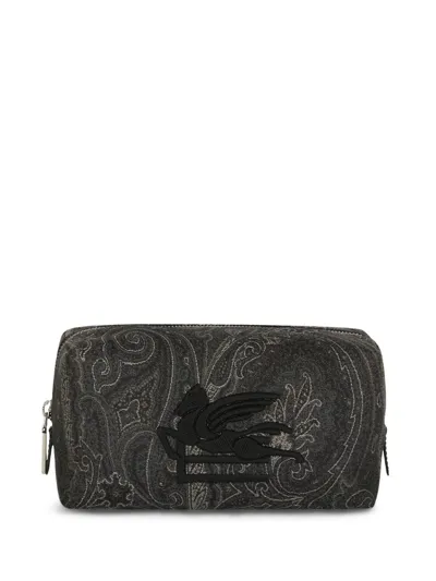 Etro Medium Paisley-print Beauty Case In Black