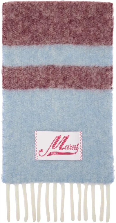 Marni Striped Fringed Scarf In Opal