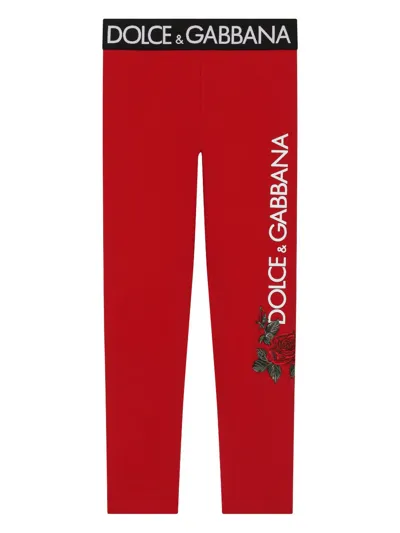 Dolce & Gabbana Kids' Logo-print Leggings In Red