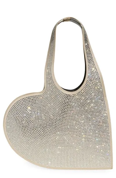 Coperni Mini Crystal Embellished Heart Tote In Neutrals