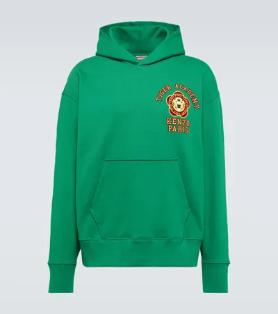 Kenzo Printed Cotton Hoodie In Green