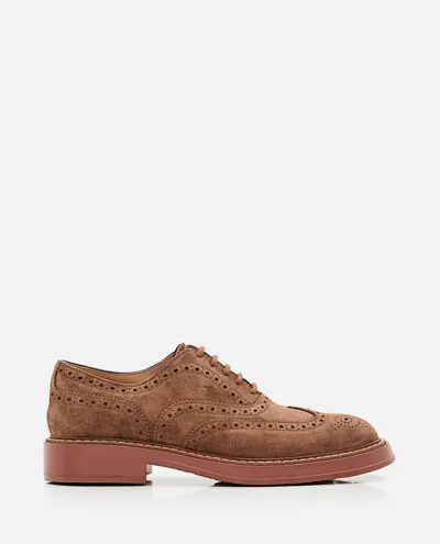 Tod's Suede Lace-up Shoes In Beige