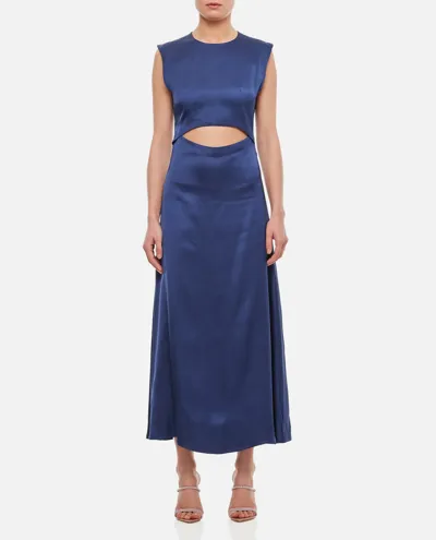 Loulou Studio Copan Viscose Satin Midi Dress In Blue