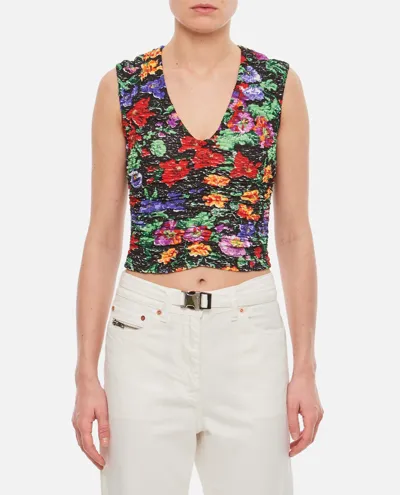 Collina Strada Floral-print Ruched Vest Top In Multicolor