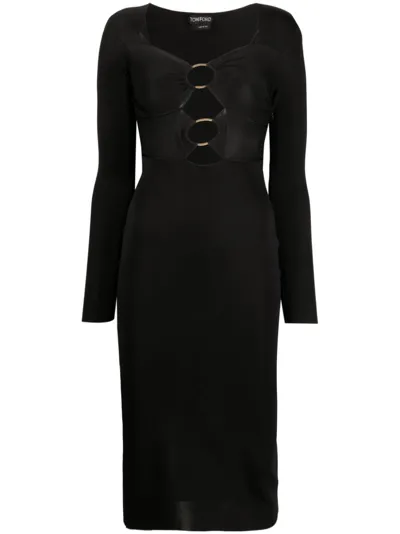 Tom Ford Cut-out Midi Dress In Black