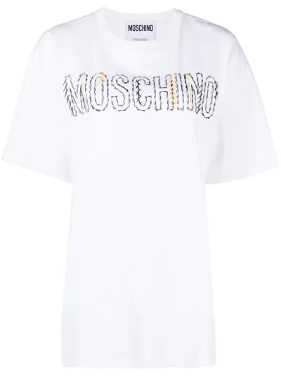 Moschino Embroidered-logo T-shirt In White