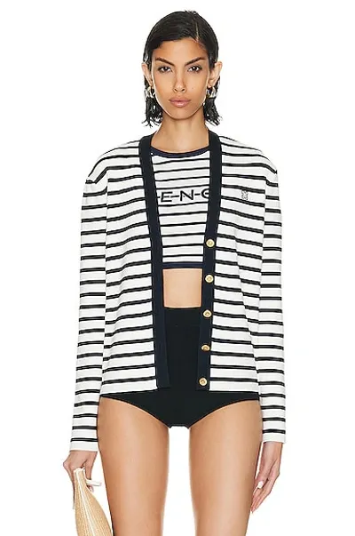 Givenchy Striped Sailor Cardigan In White Navy