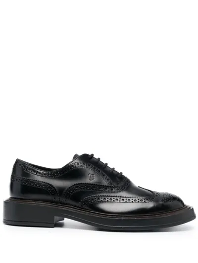 Tod's Lace-up Leather Oxford Shoes In Black