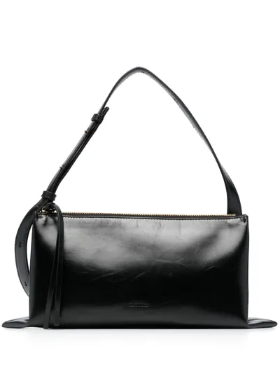 Jil Sander Empire Leather Shoulder Bag In Black