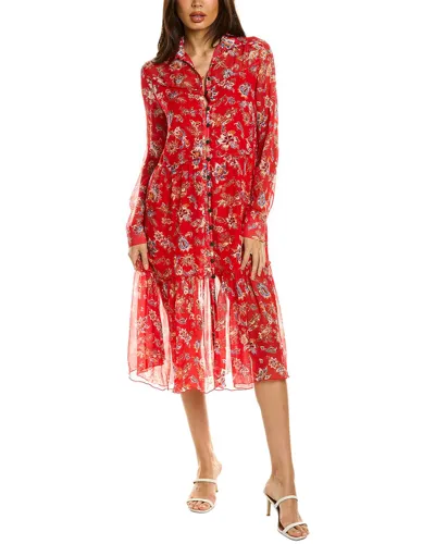 Rag & Bone Libby Gathered Floral-print Crepon Mini Shirt Dress In Red