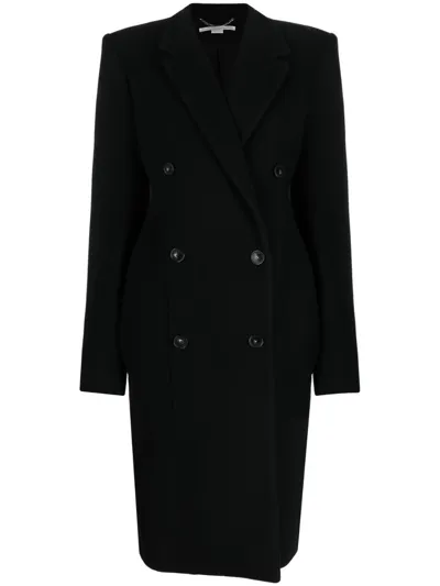 Stella Mccartney + Net Sustain Double-breasted Wool Coat In Black