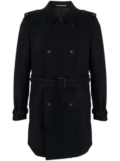 Reveres 1949 Double-breasted Belted Coat In Black