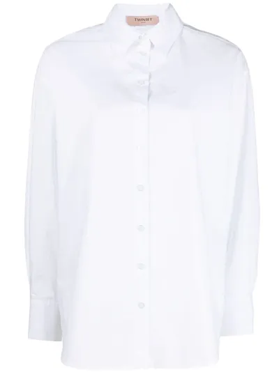 Twinset Long-sleeve Cotton Shirt In White