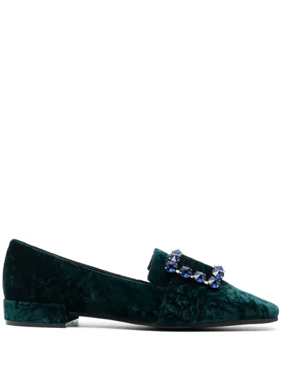 Roberto Festa Felisa Slip-on Velvet Loafers In Green