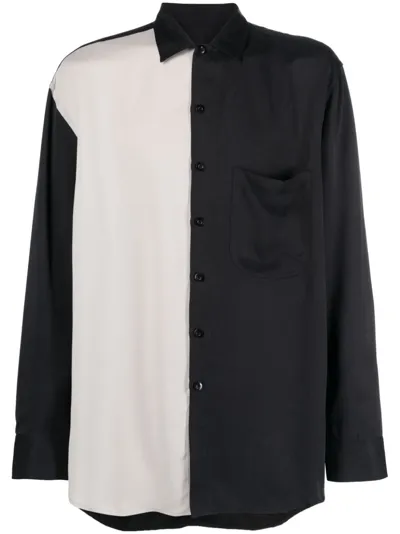 Song For The Mute Two-tone Long-sleeves Shirt In Black