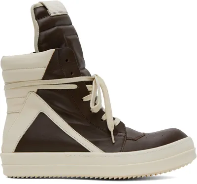 Rick Owens Brown Geobasket Sneakers In 411 Brown/milk/milk