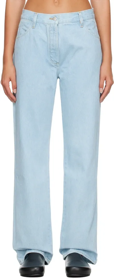 Studio Nicholson Blue Aral Jeans In Bleach Wash