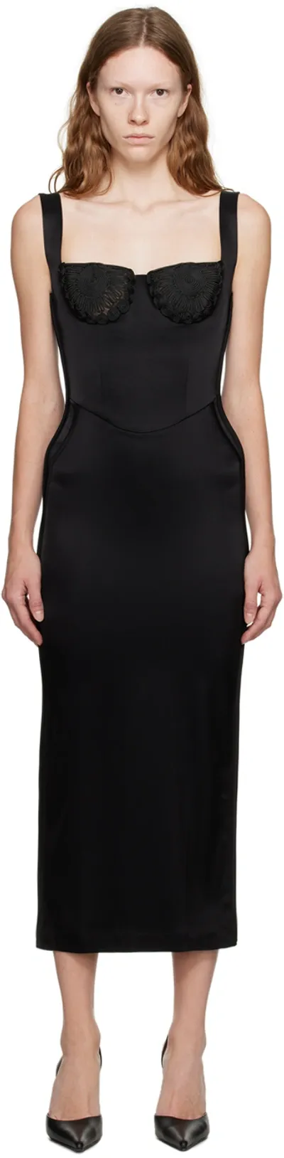 Paris Georgia Micah Double Sateen Midi Dress In Black