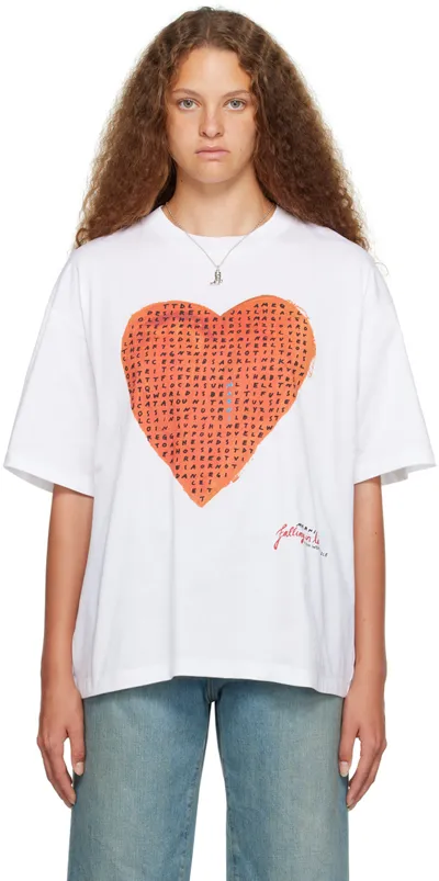 Marni Heart-print Cotton T-shirt In Lily White