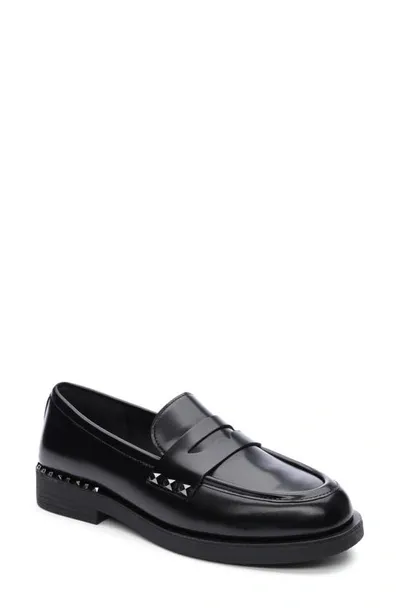 Ash Whisper Studs Leather Loafer In Black