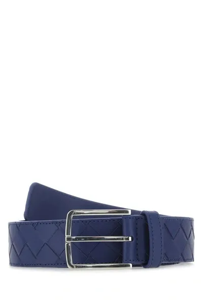 Bottega Veneta Woven Buckle Belt In Blue