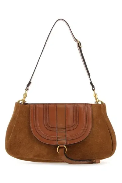 Chloé Chloe Woman Brown Suede Marcie Clutch