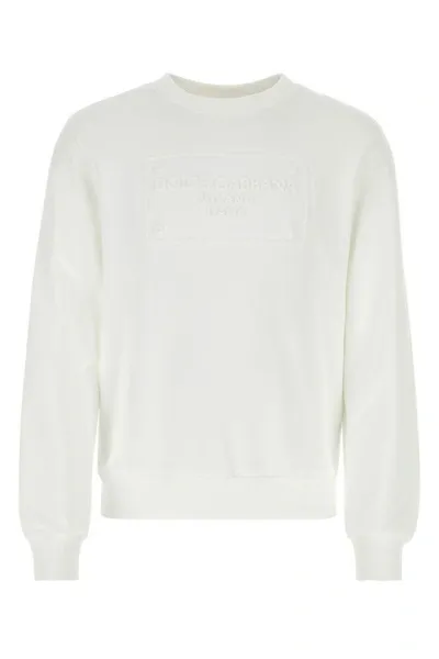 Dolce & Gabbana Logo Detail Cotton Sweatshirt In White