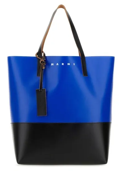 Marni Man Two-tone Pvc Tribeca Shopping Bag In Multicolor