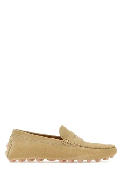 Tod's Beige Suede Loafers In Brown