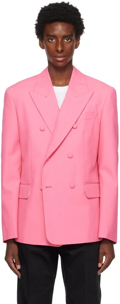 Palm Angels Sonny Double-breasted Blazer In Pink Pink