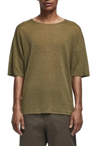 Rag & Bone Kerwin Oversize Stripe Linen T-shirt In Green