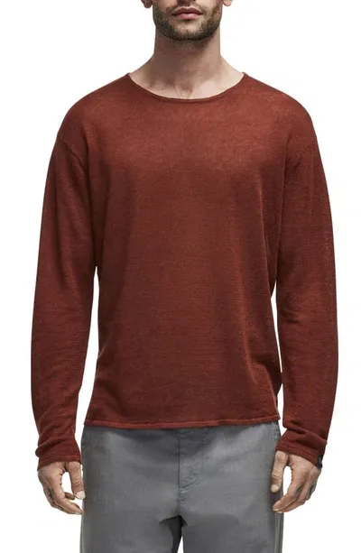 Rag & Bone Kerwin Knitted Linen Crew-neck Sweater In Mahogany