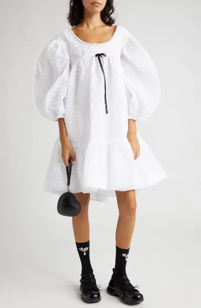 Simone Rocha White Pearl Minidress In White/black/pearl