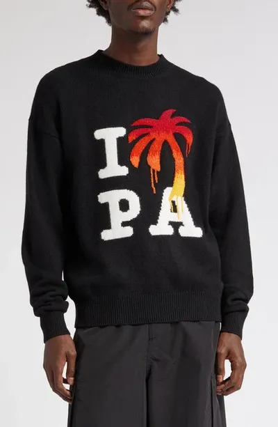 Palm Angels I Love Pa Knitted Jumper In Black