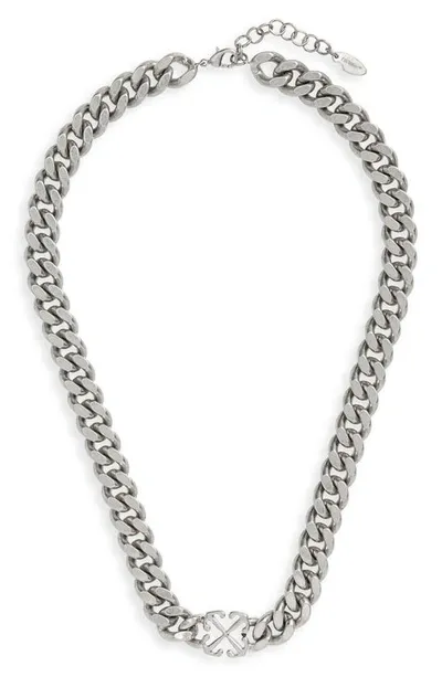 Off-white Arrows Curb Chain Necklace In Silver No Color