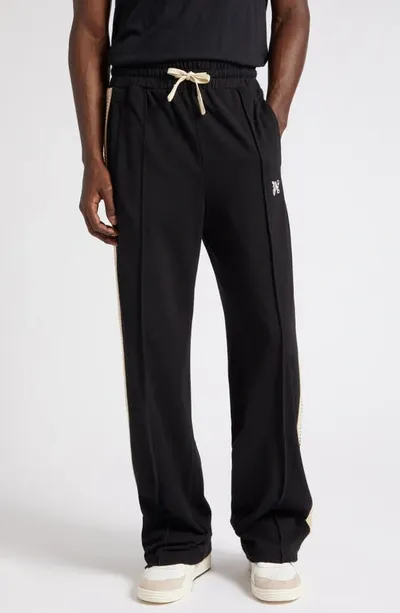 Palm Angels Pa Monogram Piquet Track Pants In Black