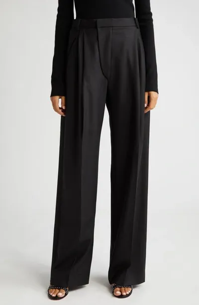 Victoria Beckham Black Wide-leg Trousers In Navy