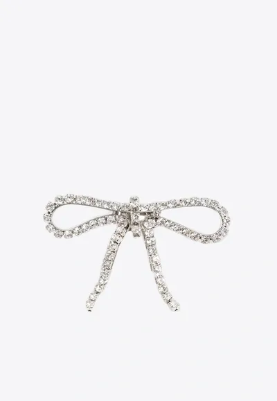 Balenciaga Archive Crystal Ribbon Ring In Silver