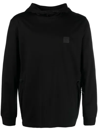 C.p. Company Logo-patch Cotton Hoodie In Schwarz