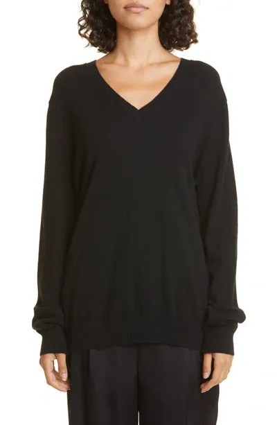 Loulou Studio Serafini Cashmere V-neck Sweater In Black