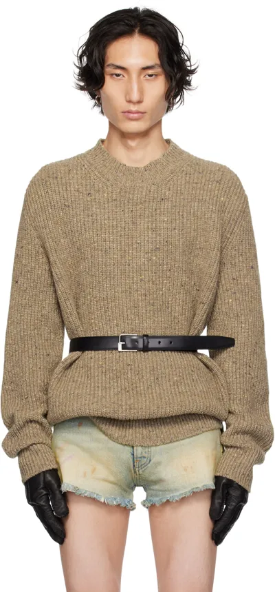 Maison Margiela Donegal Classic Knit Sweater In Walnut