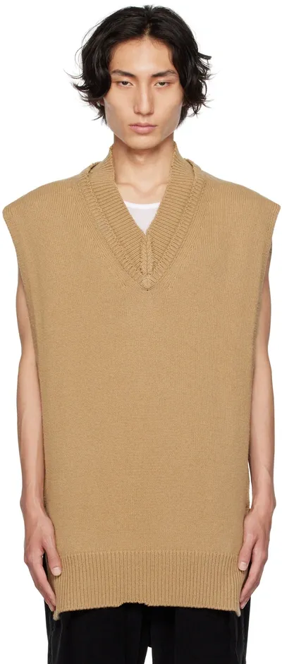 Maison Margiela Beige Layered Vest In Brown