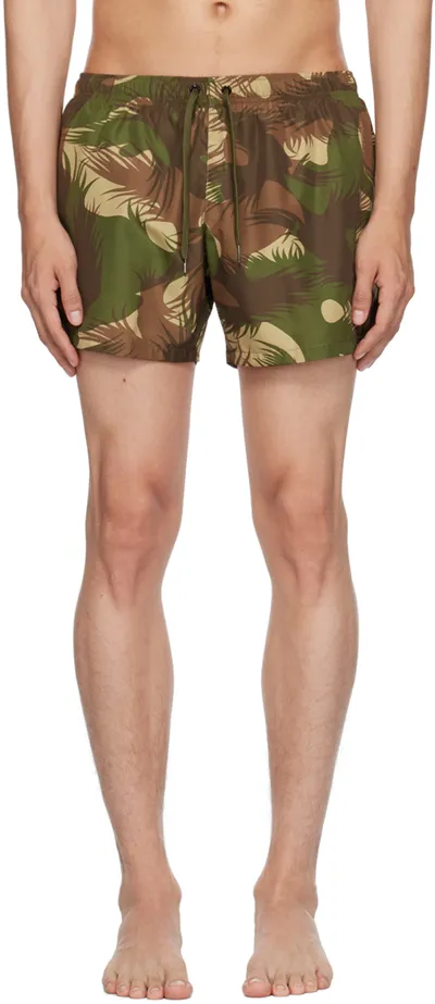 Moschino Green Graphic Swim Shorts In A1427 Fantasy Print