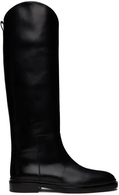 Jil Sander Black Asymmetric Boots In 001 Black